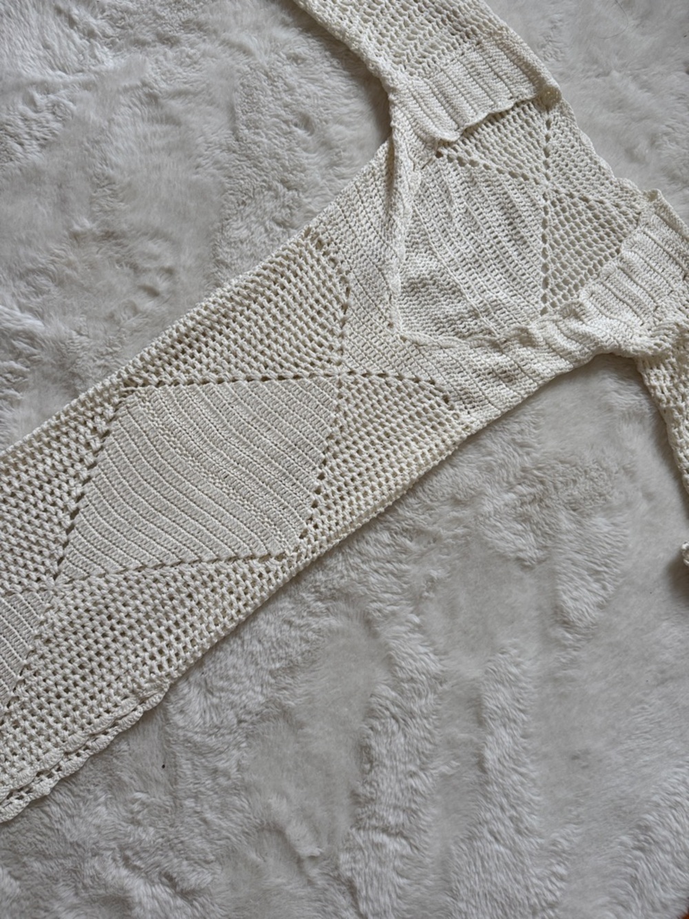 Olivaceous Cream Crochet Knit Swim Coverup